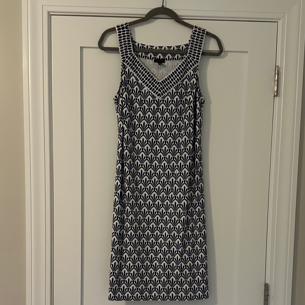 Talbots Navy and White Geometric Mini Dress